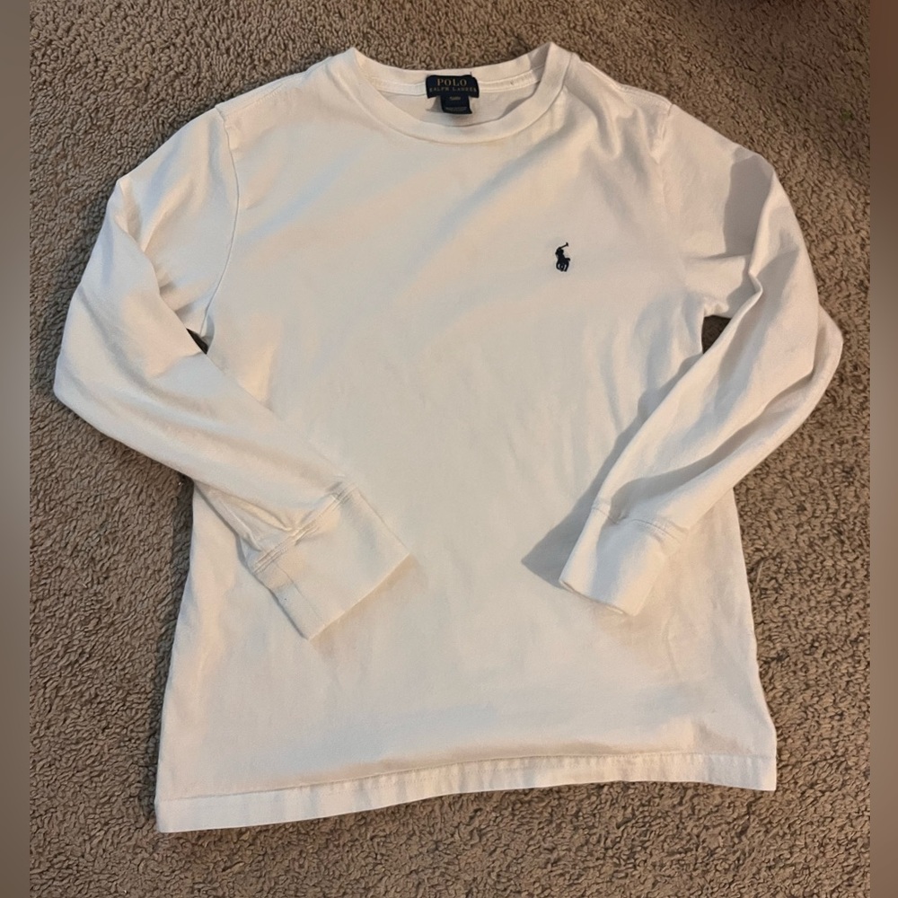 Polo by Ralph Lauren White Long Sleeve Tee - Youth Small(8)